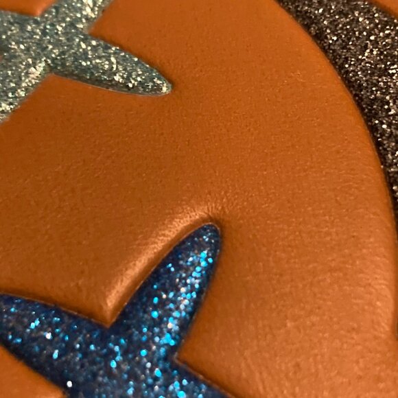 EUC Vintage COACH Tan Leather Glitter Cheeky Zip Wristlet - Picture 9 of 12